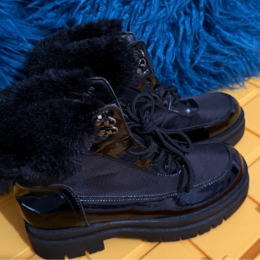 Olivia Miller Black Fur-Lined Winter Boots